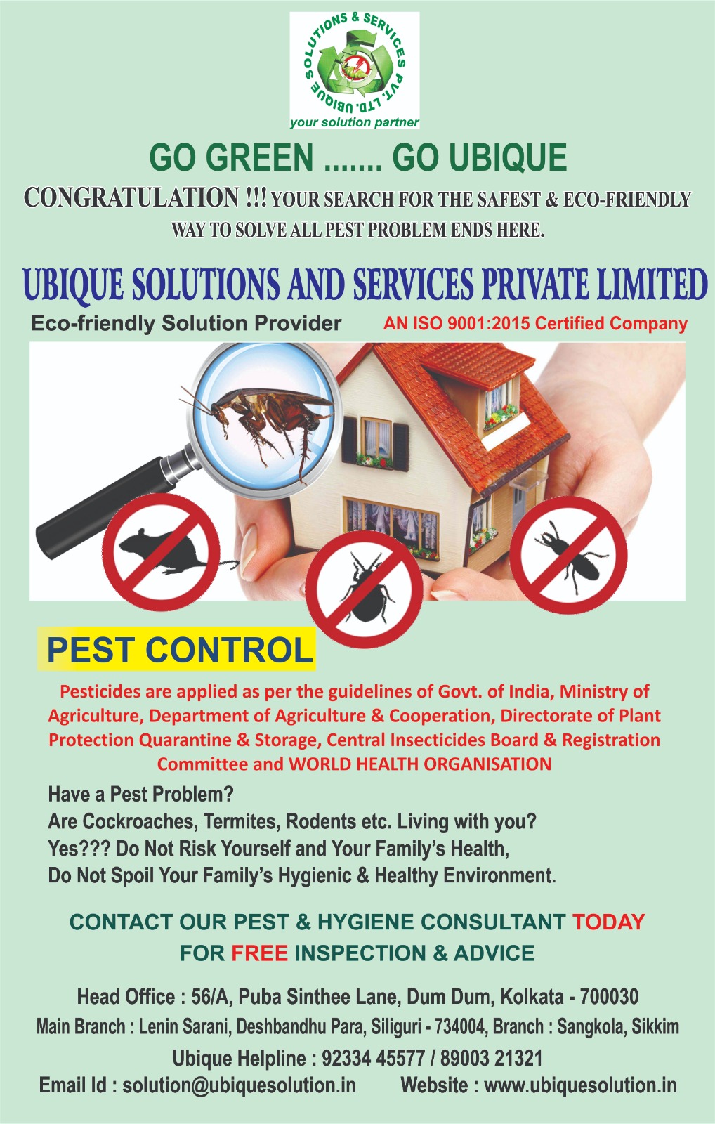 PEST CONTROL HELPLINE #8900321321 / #9233445577
